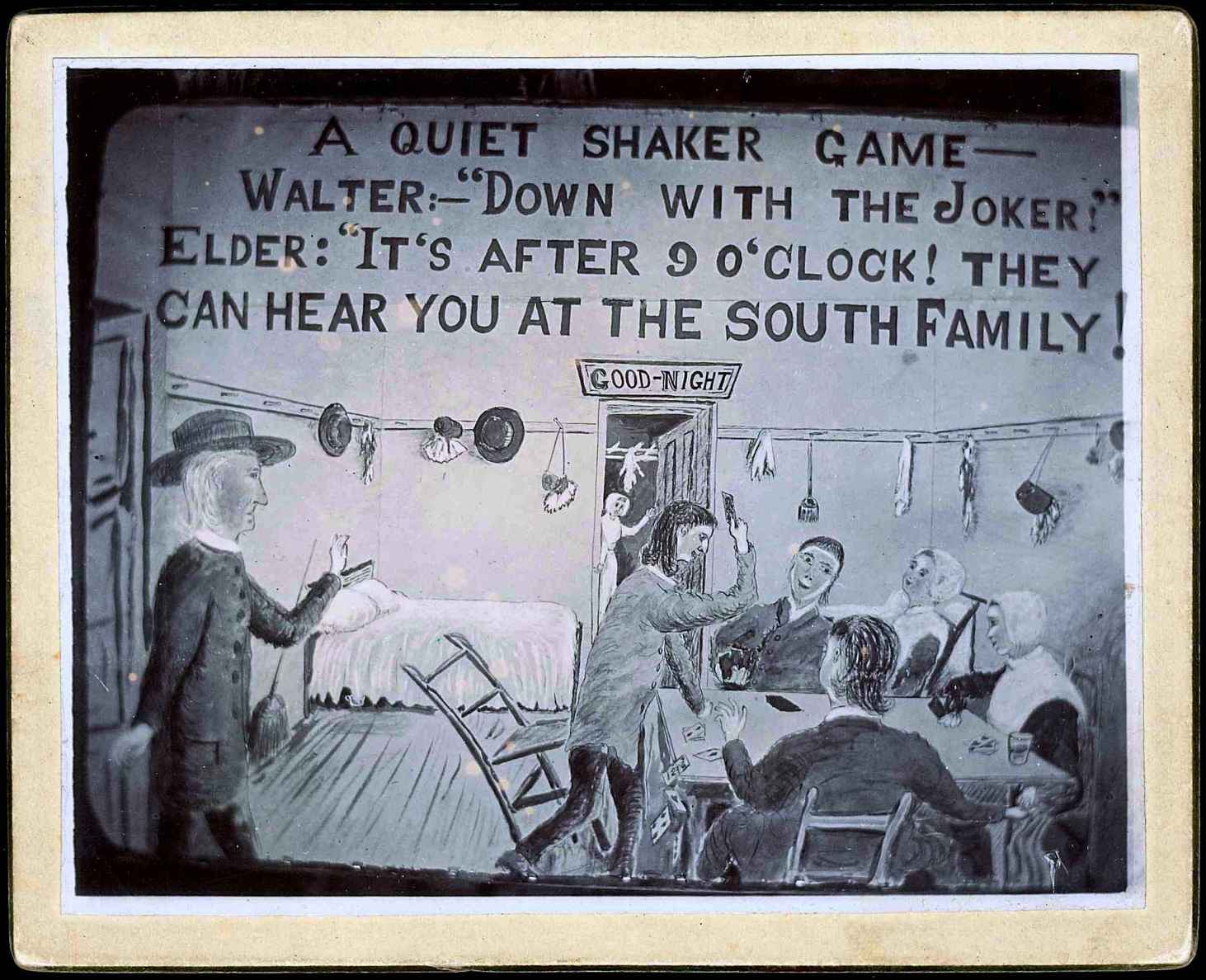 A poster for a quiet shaker game at the south family.